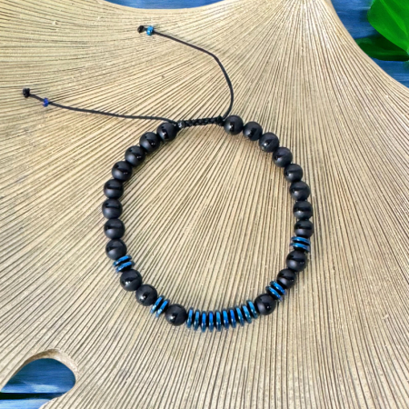 Bratara barbati snur Jude din cristale de Agat si Hematit [3]