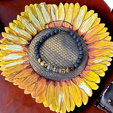 Bratara Barbati snur Milo din cristale de Bronzit, Ochi de Tigru si Piatra de Lava [8]