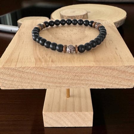 Bratara Barbati Soren din Onix Mat si Obsidian Maro Snow Flake cu hematit [6]