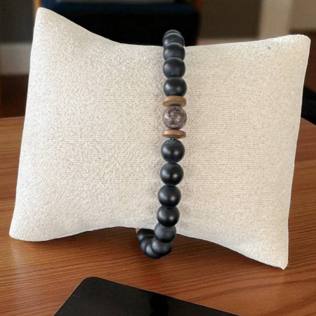 Bratara Barbati Soren din Onix Mat si Obsidian Maro Snow Flake cu hematit [5]