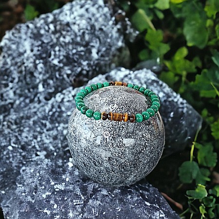 Bratara barbati Tenzin din pietre naturale de Malachit si Ochi de Tigru [6]