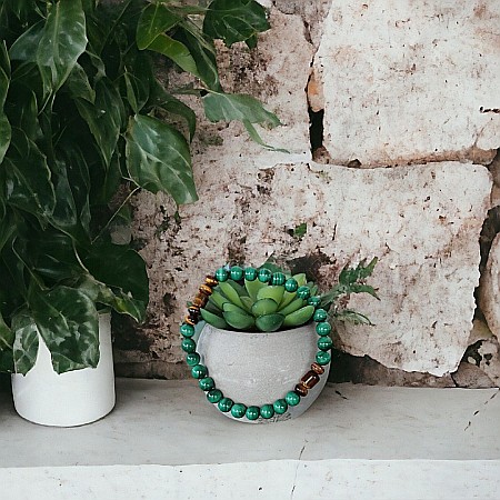 Bratara barbati Tenzin din pietre naturale de Malachit si Ochi de Tigru [7]