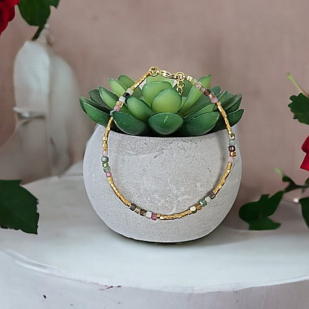 Bijuterii Turmalina - Bratara Boho din cristale de Turmalina multicolor