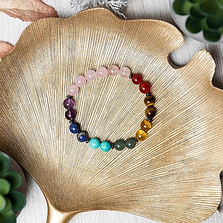 Bratara Chakre din pietre semipretioase si Cuart Roz, sfere de 8mm, Makara [6]