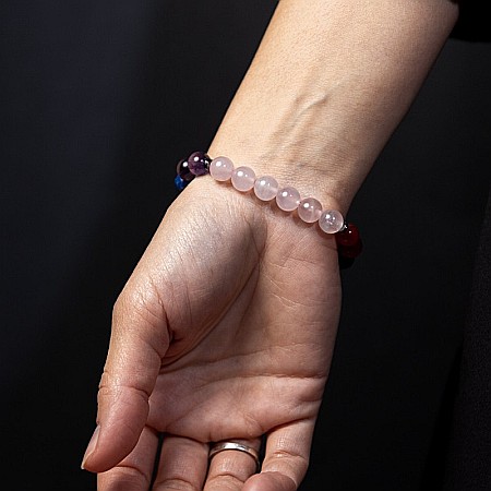 Bratara Chakre din pietre semipretioase si Cuart Roz, sfere de 8mm, Makara [1]