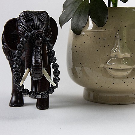 Bratara “CLEO” cu Pietre Vulcanice (Lava) de 8mm si Hematit Magnetic [2]