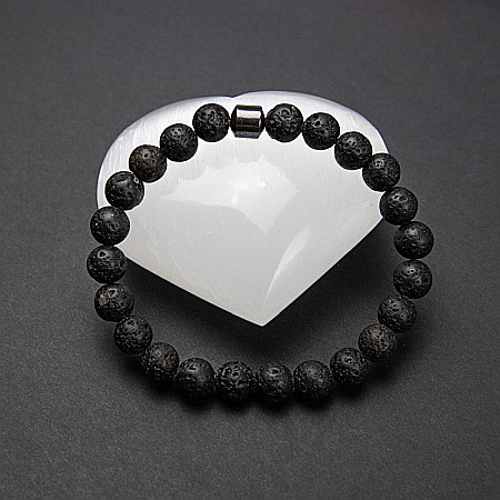 Bijuterii pietre semipretioase - Bratara “CLEO” cu Pietre Vulcanice (Lava) de 8mm si Hematit Magnetic