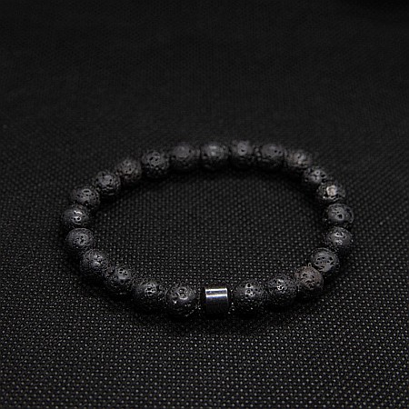 Bratara “CLEO” cu Pietre Vulcanice (Lava) de 8mm si Hematit Magnetic [1]