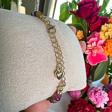 Bratara colorata din Turmalina multicolora cu lant din argint placat cu aur Aveline [6]