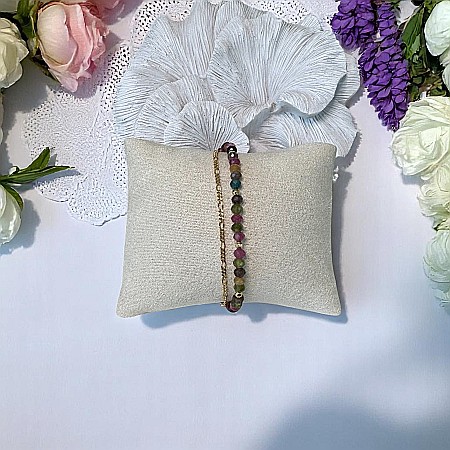 Bratara colorata din Turmalina multicolora cu lant din argint placat cu aur Aveline [5]