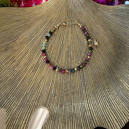 Bratara colorata din Turmalina multicolora cu lant din argint placat cu aur Aveline [1]