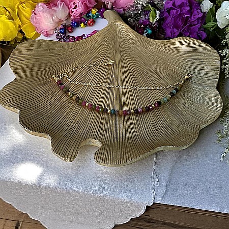 Bratara colorata din Turmalina multicolora cu lant din argint placat cu aur Aveline [3]