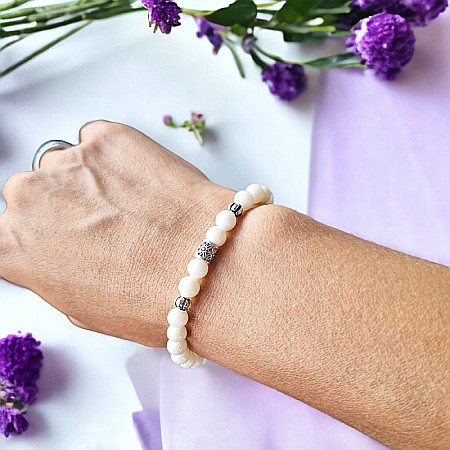 Bratara Coral alb cu accesorii din Argint 925, Daria [2]