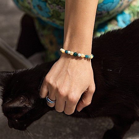 Bratara cristale de Jad, Amazonit si Apatit Albastru pentru femei, Yanni [3]