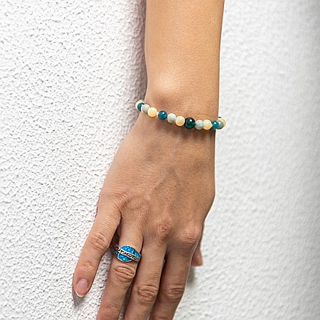 Bratara cristale de Jad, Amazonit si Apatit Albastru pentru femei, Yanni [2]