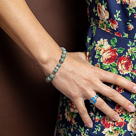 Bratara cristale Jad Verde si Amazonit pentru femei, Tazara [2]