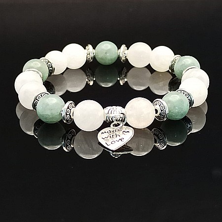 Bratara cristale Piatra Lunii si Jad Verde, Camila, pentru femei, cu margele de 8mm