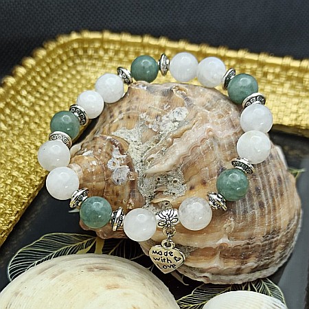 Bratara cristale Piatra Lunii si Jad Verde, Camila, pentru femei, cu margele de 8mm [1]