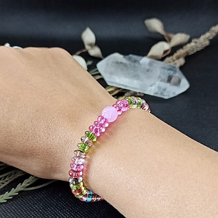 Bratara cristale rondele de cuart colorate Candy