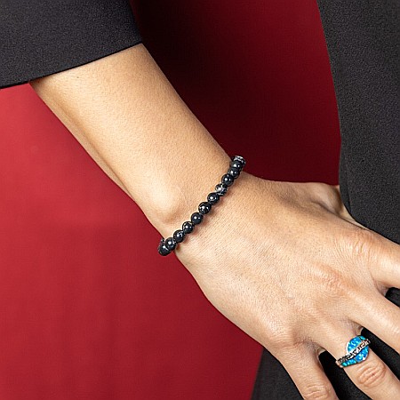 Bratara cristale Shell Turquoise Negru, Soraya, margele de 6mm [5]