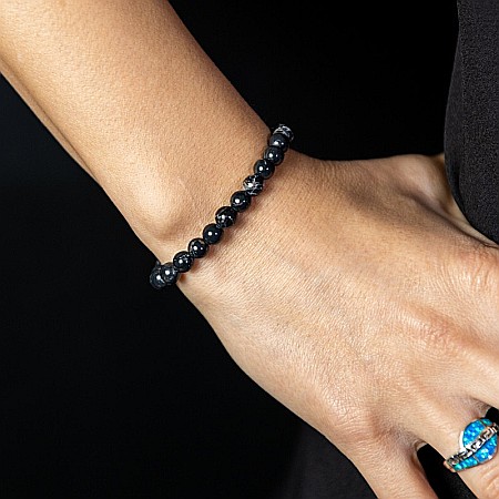 Bratara cristale Shell Turquoise Negru, Soraya, margele de 6mm [4]