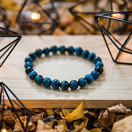 Bratara cu pietre semipretioase, Ochi de Tigru Royal Blue, pentru barbati, margele de 8 mm [1]