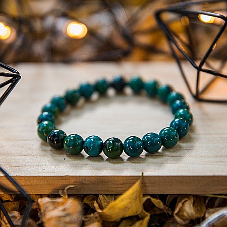 Bijuterii Crisocola - Bratara cu pietre semipretioase, Pheonix Stone Royal Green, pentru barbati, margele de 8 mm