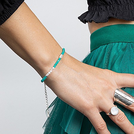 Bratara dama Anadi din pietre semipretioase de Amazonit si Piatra Lunii, inchidere si accesorii din argint 925 [11]