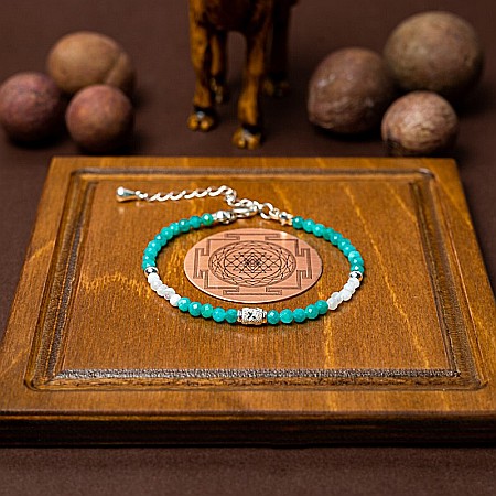 Bratari argint 925 - Bratara dama Anadi din pietre semipretioase de Amazonit si Piatra Lunii, inchidere si accesorii din argint 925