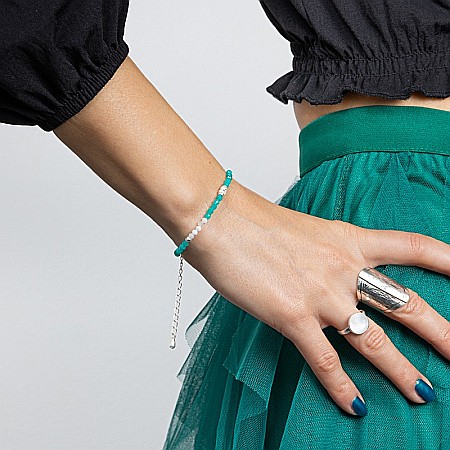 Bratara dama Anadi din pietre semipretioase de Amazonit si Piatra Lunii, inchidere si accesorii din argint 925 [2]