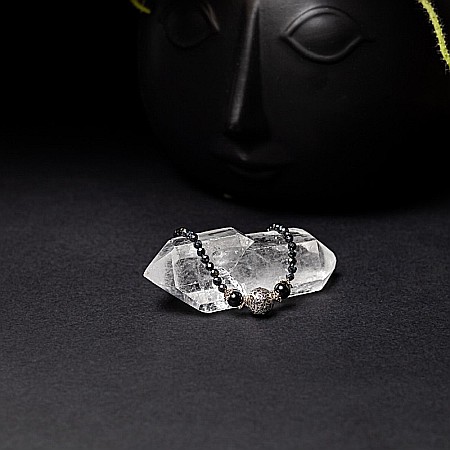 Bratara dama Asha din pietre naturale de Hematit Magnetic cu Titan, inchidere si accesorii din argint [5]