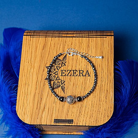 Bratara dama Asha din pietre naturale de Hematit Magnetic cu Titan, inchidere si accesorii din argint [7]