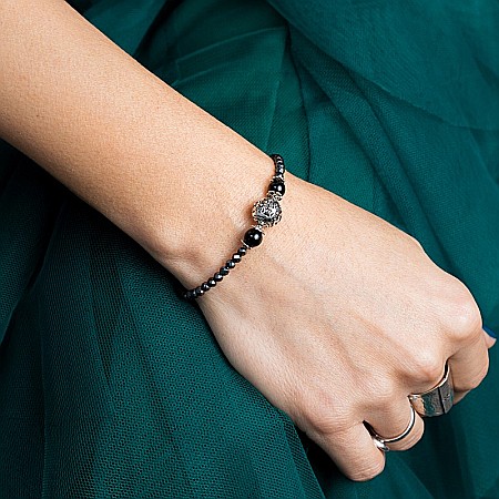 Bratara dama Asha din pietre naturale de Hematit Magnetic cu Titan, inchidere si accesorii din argint [8]