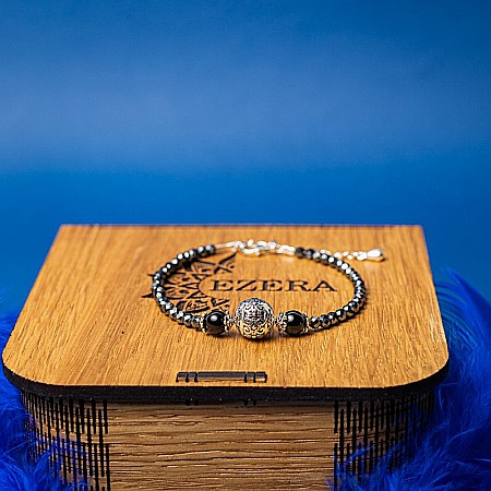 Bratara dama Asha din pietre naturale de Hematit Magnetic cu Titan, inchidere si accesorii din argint [6]