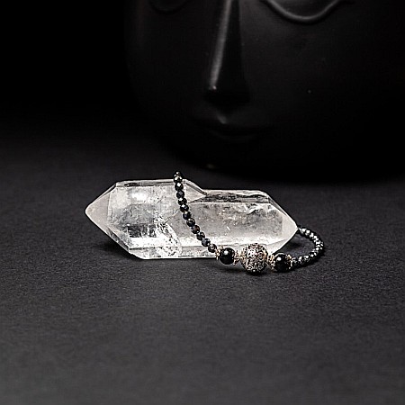 Bratara dama Asha din pietre naturale de Hematit Magnetic cu Titan, inchidere si accesorii din argint [4]