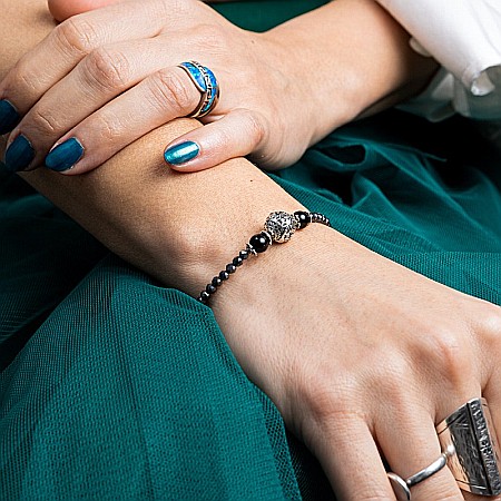 Bratara dama Asha din pietre naturale de Hematit Magnetic cu Titan, inchidere si accesorii din argint [9]