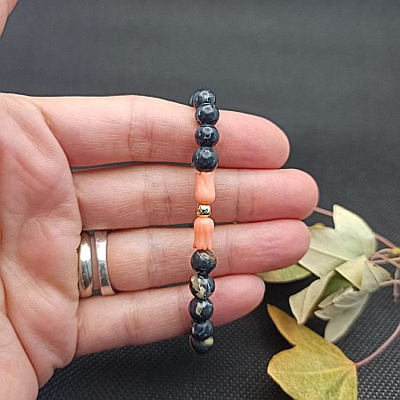 Bratara dama cristale de Coral si Shell Turquoise, Anisa, margele de 6mm [6]