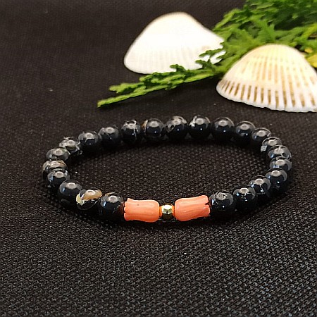 Bratara dama cristale de Coral si Shell Turquoise, Anisa, margele de 6mm [8]