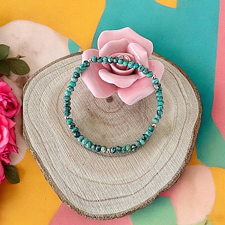 Verde - Bratara dama din Jad Turcoaz Livia cu accesorii din argint 925