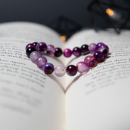 Bratara Dama din Pietre Naturale de Agata Mov, “Chara”, Margele de 8mm [4]