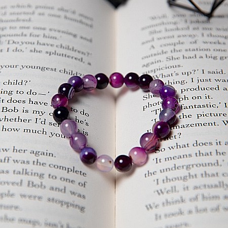 Bratara Dama din Pietre Naturale de Agata Mov, “Chara”, Margele de 8mm [6]