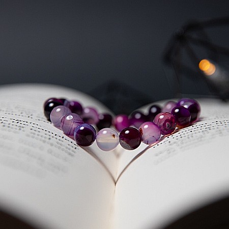 Bratara Dama din Pietre Naturale de Agata Mov, “Chara”, Margele de 8mm [5]