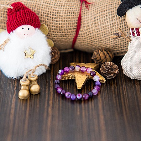 Bratara Dama din Pietre Naturale de Agata Mov, “Chara”, Margele de 8mm [9]