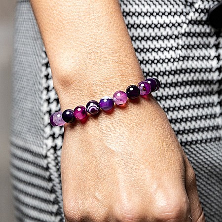 Bratara Dama din Pietre Naturale de Agata Mov, “Chara”, Margele de 8mm [1]