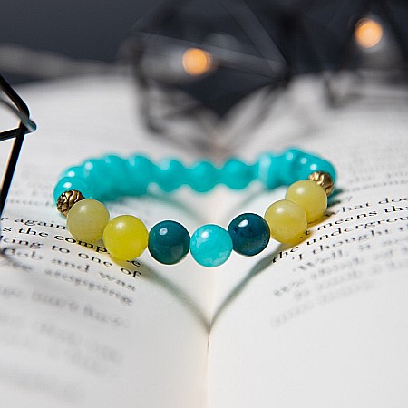 Bratara Dama din Pietre Naturale de Amazonit, Jad Lemon si Pheonix Stone, “Geetica” [3]