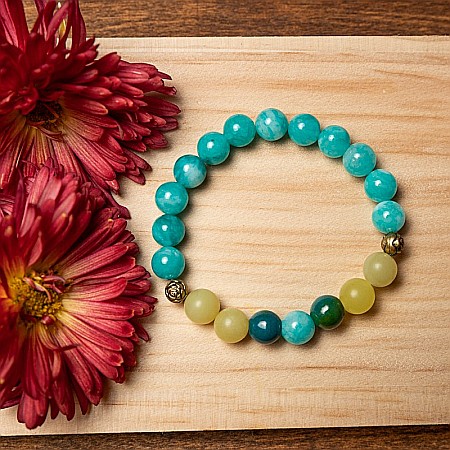 Bratara Dama din Pietre Naturale de Amazonit, Jad Lemon si Pheonix Stone, “Geetica” [5]