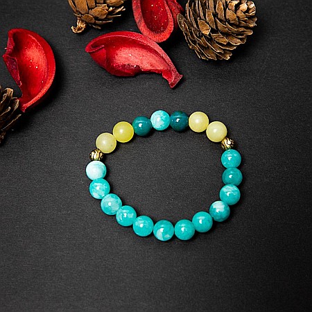 Bratara Dama din Pietre Naturale de Amazonit, Jad Lemon si Pheonix Stone, “Geetica” [6]