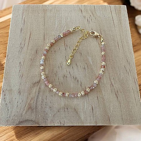 Bratara dama eleganta cu piatra soarelui Lila din argint placat cu aur 925 [1]