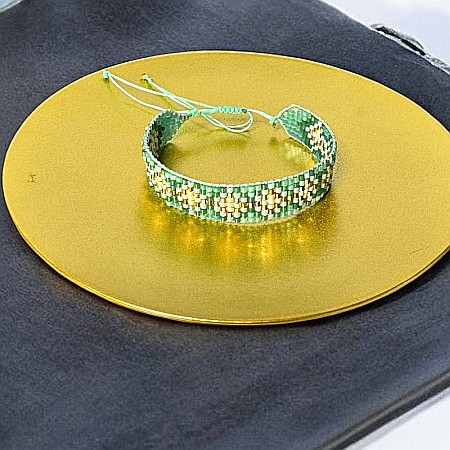 Bratara dama eleganta Yara din margele Miyuki turcoaz impletita pe snur [3]