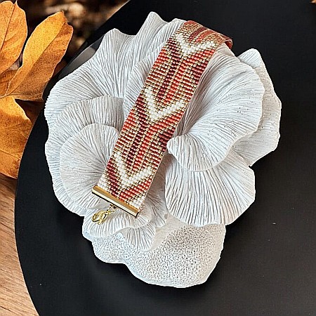 Bratari miyuki - Bratara dama handmade Lamia din margele Miyuki, impletita in culori portocalii